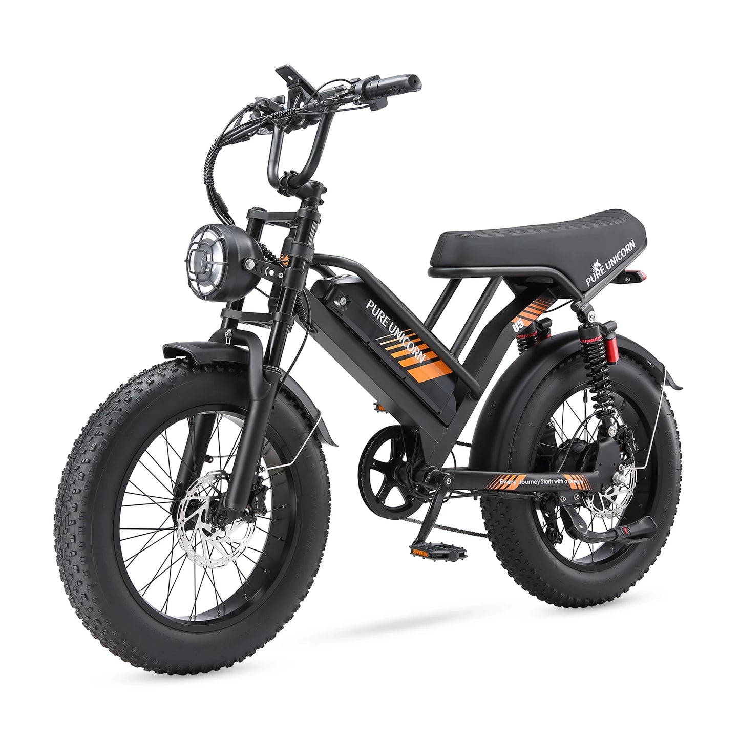 PURE UNICORN U5 1500W 20 Inch Fat Tire Adult Electric Bike 28MPH Ebike 48V 19.2Ah Mountain Hydraulic Brake Cheap Motorcycle Bike