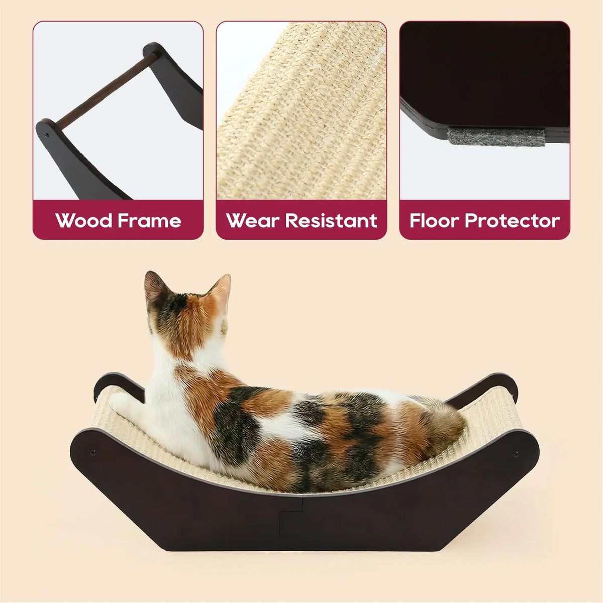 2-In-1 Cat Scratcher And Lounging Bed With Natural Sisal Mat