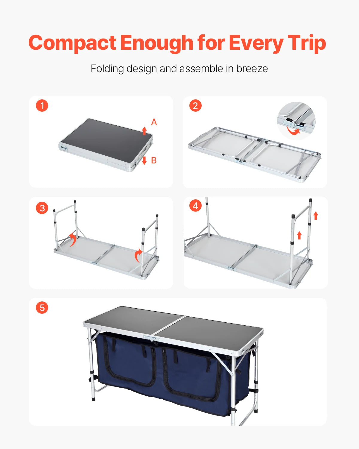 SucceBuy Camping Kitchen Table Folding Outdoor Cook Station