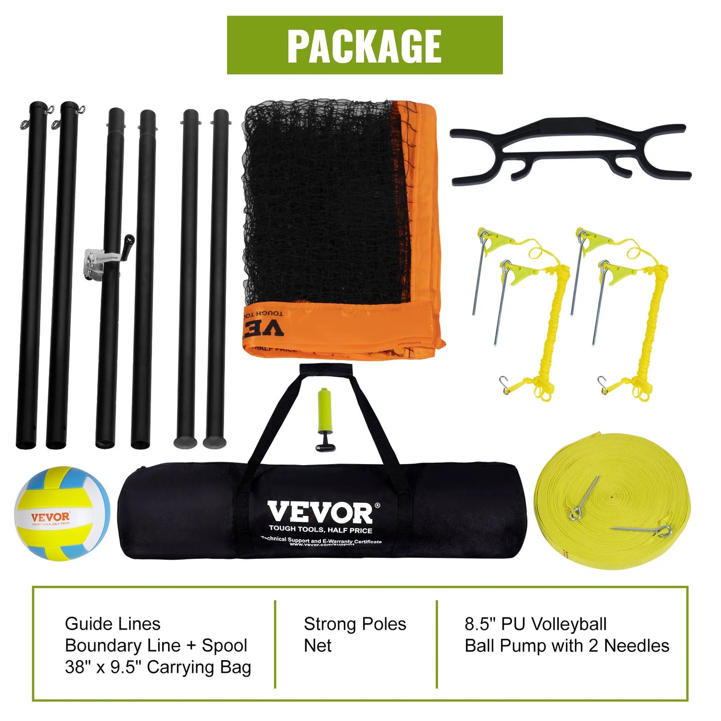VEVOR SucceBuy Outdoor Volleyball Net System With Adjustable Poles