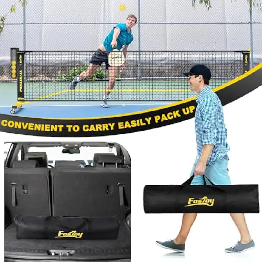Portable Pickleball Net With Wheels And Ball Collector