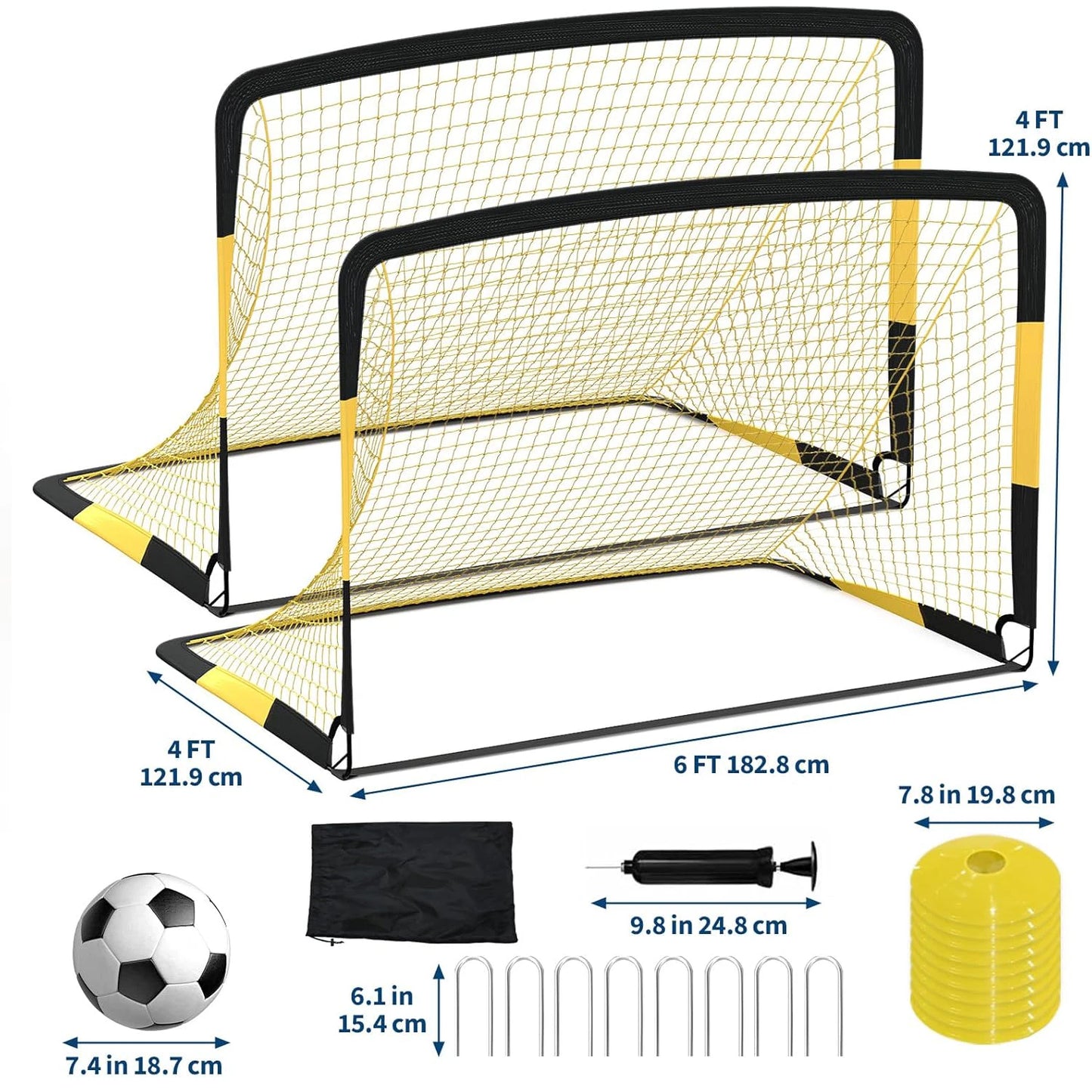 Heavy Duty Portable Soccer Goal With Metal Frame Rebounder Net