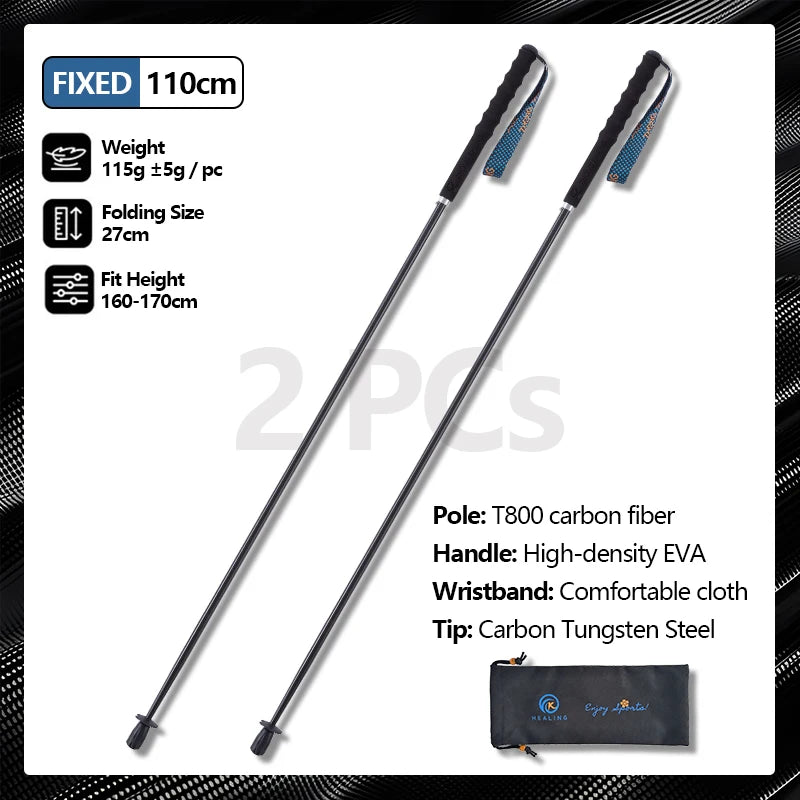 Okhealing T800 Carbon Fiber Collapsible Trekking Poles For Hiking