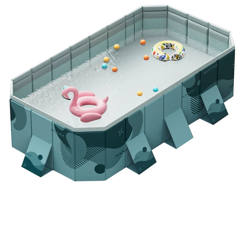 Non Inflatable Foldable Family Swimming Pool With PVC Material And Dual Quick Drain Feature