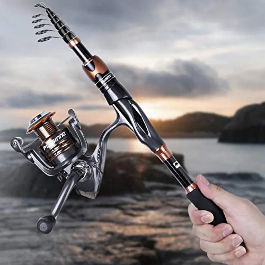 Bronze Warrior Toray IM6 Telescopic Fishing Rod And Reel Combo