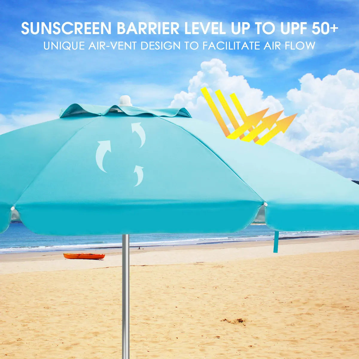 Homasis Portable Patio Beach Umbrella With Tilting Canopy