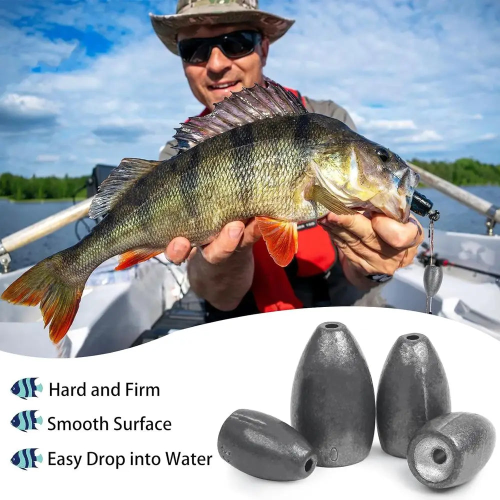 Bullet Style Fishing Sinkers Set For Freshwater And Saltwater Use