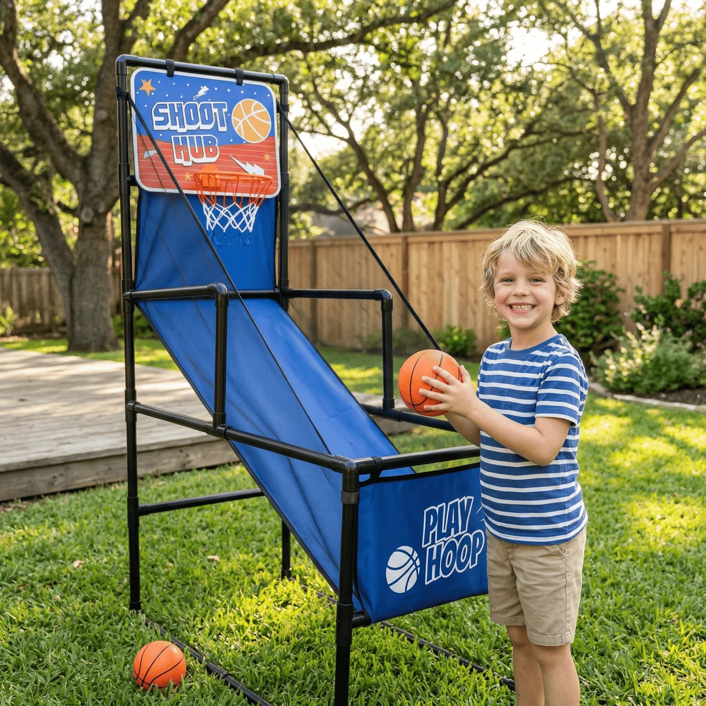 Kids Indoor Basketball Arcade Game With Foldable Hoop And Pump