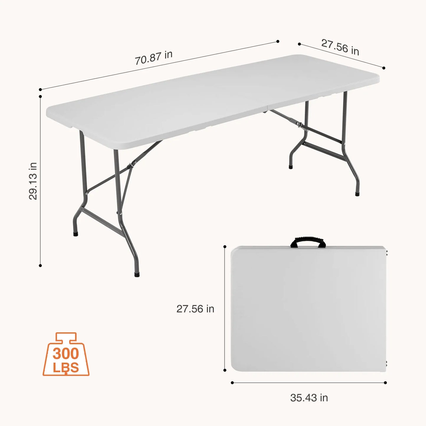 JHK Portable Folding Table Outdoor Indoor Heavy Duty Carrying Handle