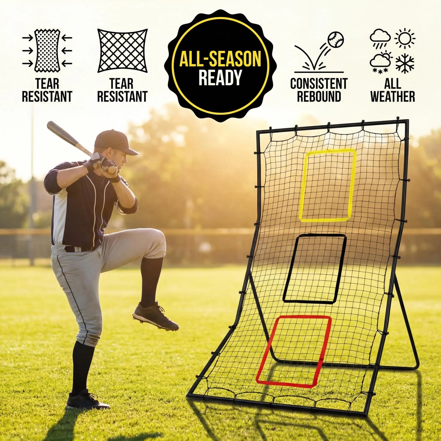 HiMISS Softball Back Net Rebounder With Strike Zone For Practice