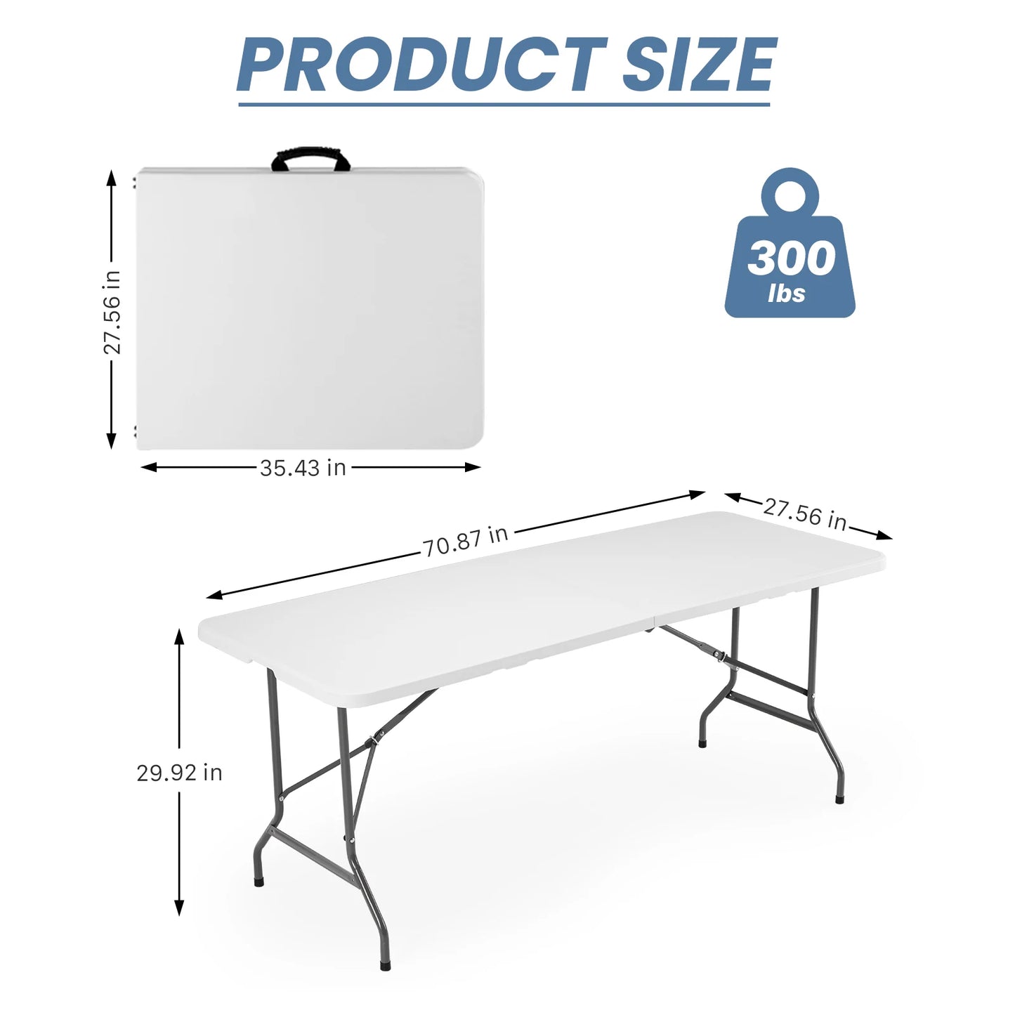 JHK Portable Folding Table With Carry Handle And Safety Lock