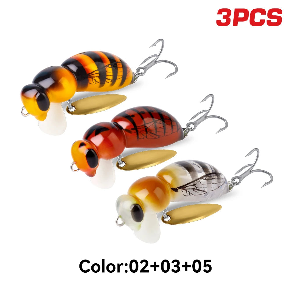 Kingdom Wasp Minnow Floating Hard Wobbler Lure With Spinner Hook