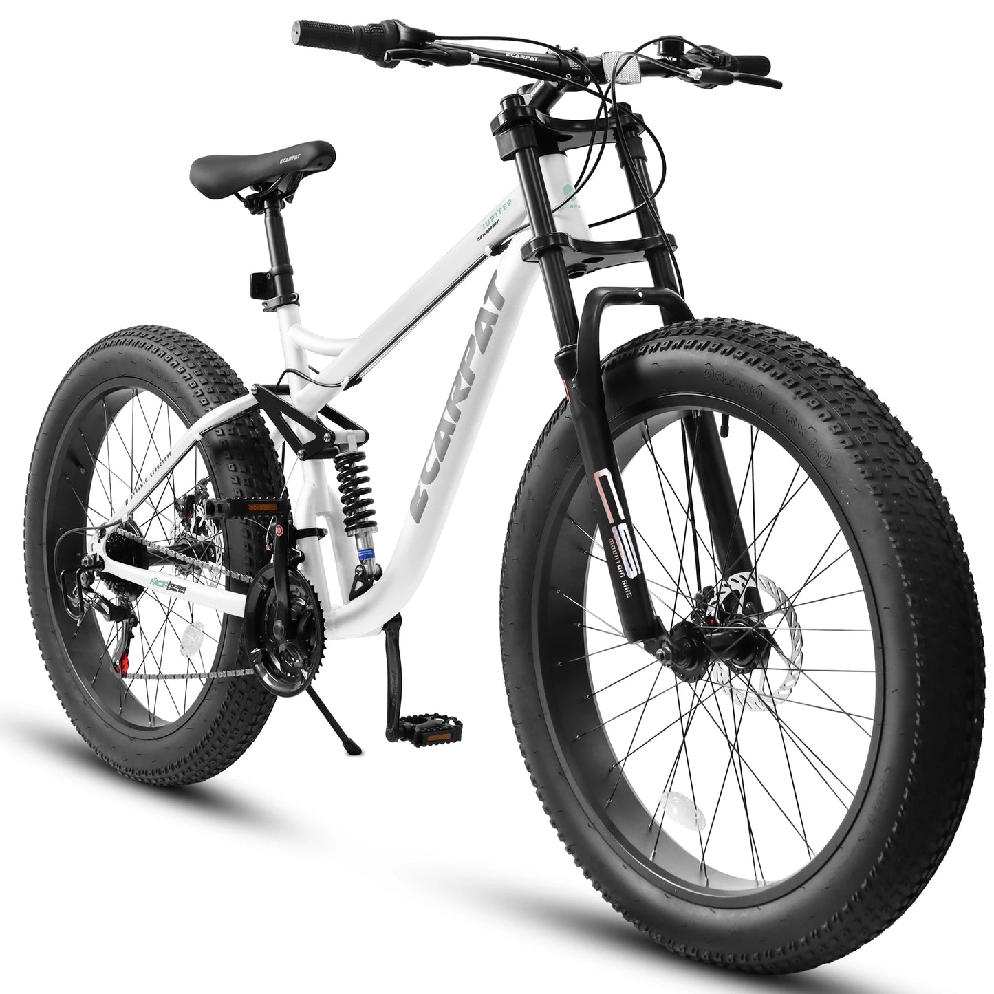Fat Tire Mountain Bike Full Suspension 21 Speed Disc Brakes