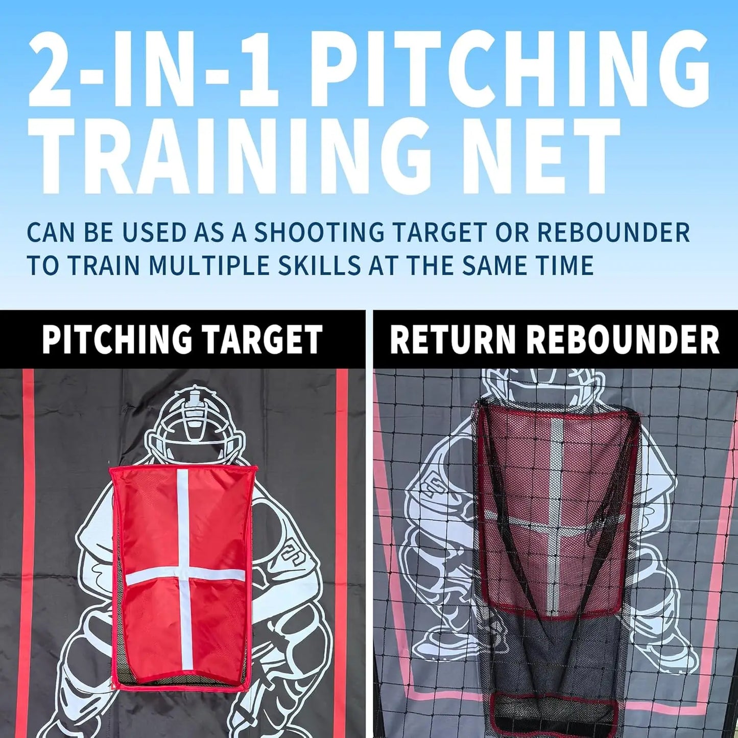 HiMISS Baseball Pitching and Rebounder Net 2 in 1 Trainer