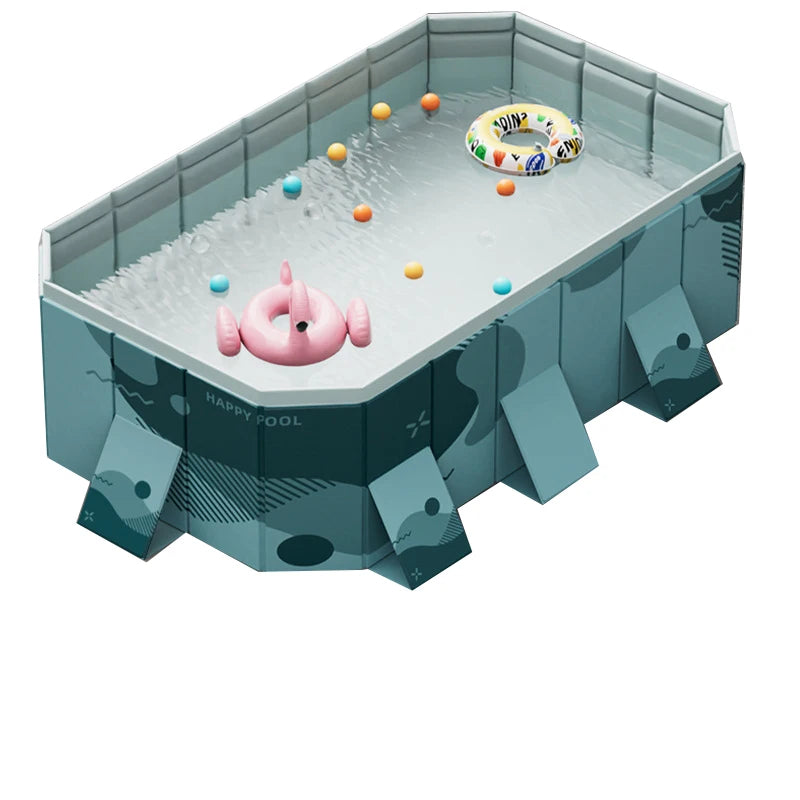 Foldable Large Rectangular Family Swimming Pool Easy Setup Outdoor Above Ground Pool for Adults Kids Thickened Wear-Resistant