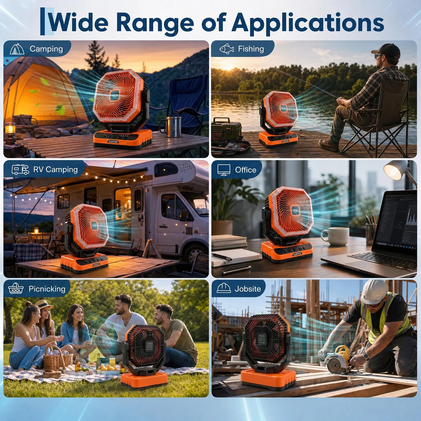 HiMISS Portable Camping Fan 40000mAh With Remote Timer And LED Light
