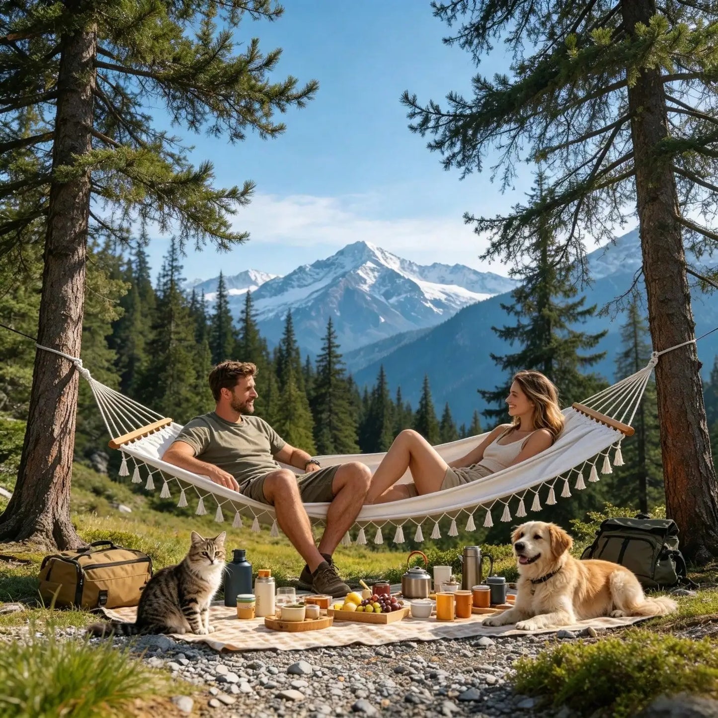 Portable Canvas Hammock With Anti Slip Design For Outdoor Patio