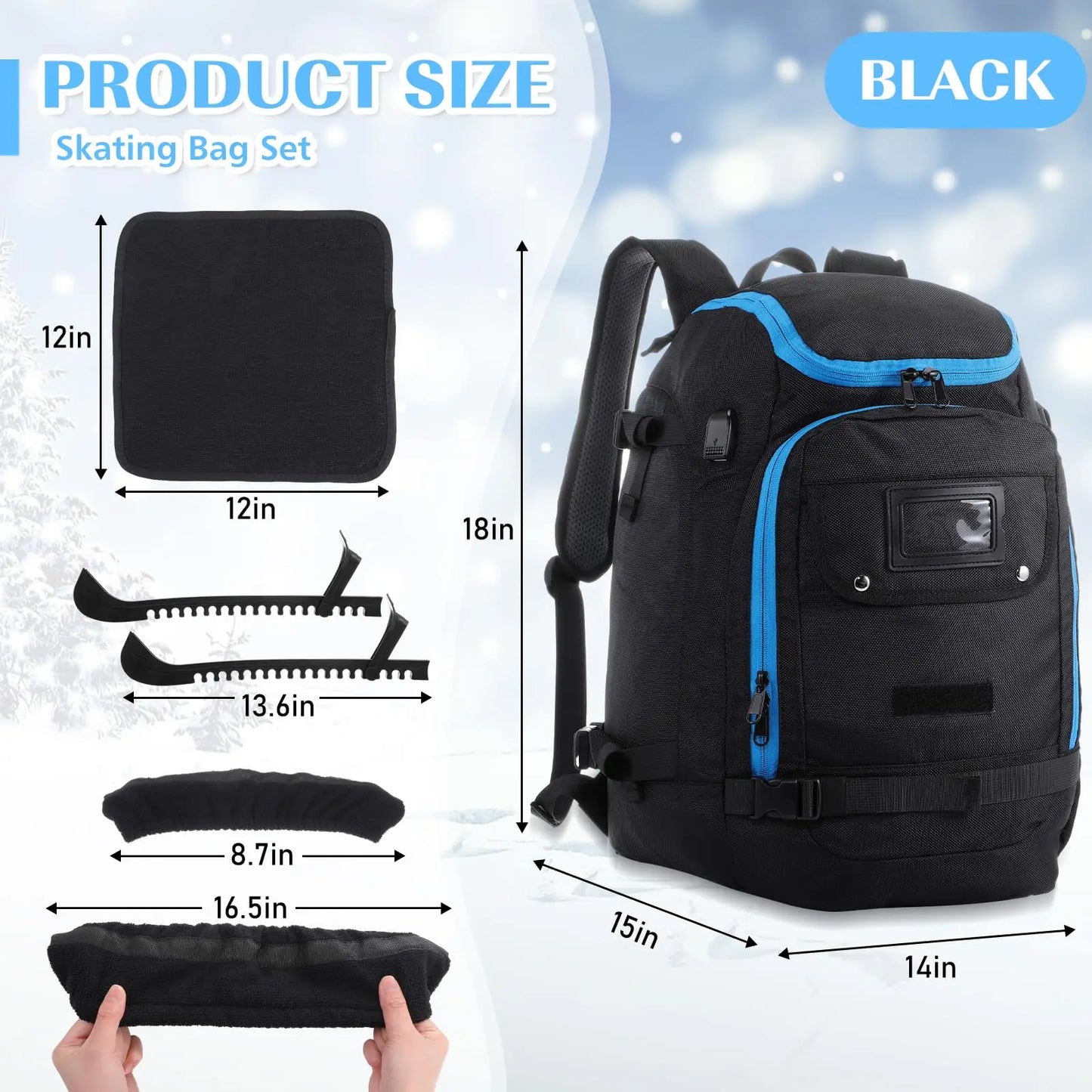 Ski Bag Waterproof Gear Backpack For Helmet Goggles Snowboard Boots