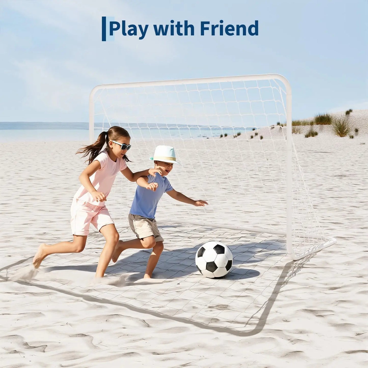 HiMISS Portable Foldable Soccer Goal With Carry Bag Heavy Duty Steel