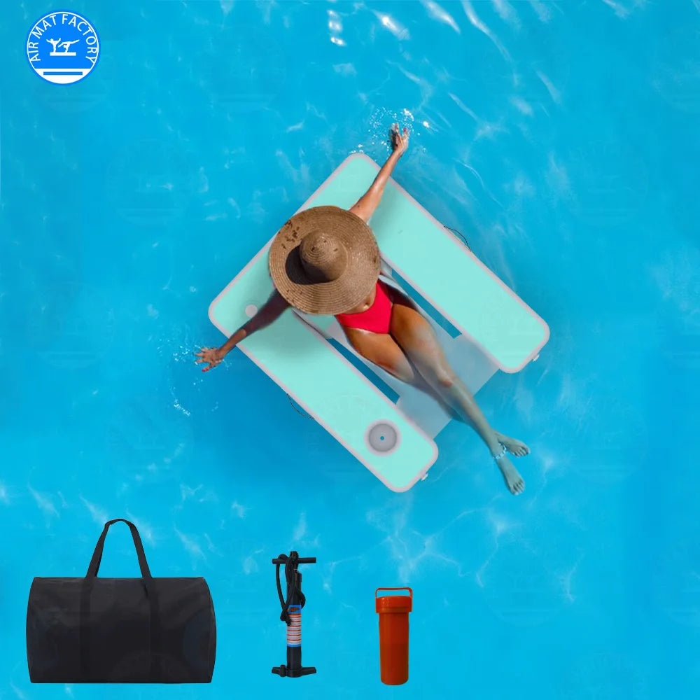 Inflatable Pool Float Lounger With Cup Holder And Backrest