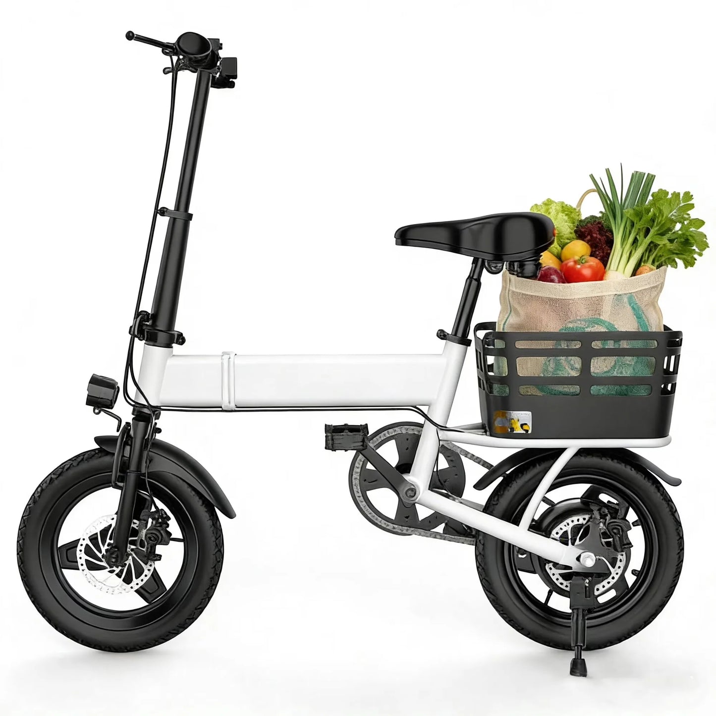 Folding Electric Bike 500W Peak Motor 432Wh Battery Rear Basket