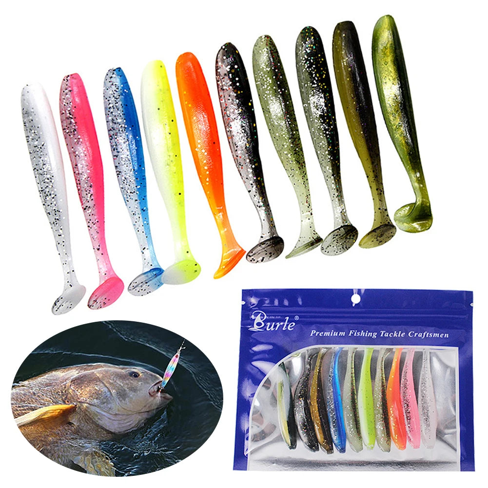 T Tail Worm Soft Baits Paddle Tail Lure Freshwater Saltwater