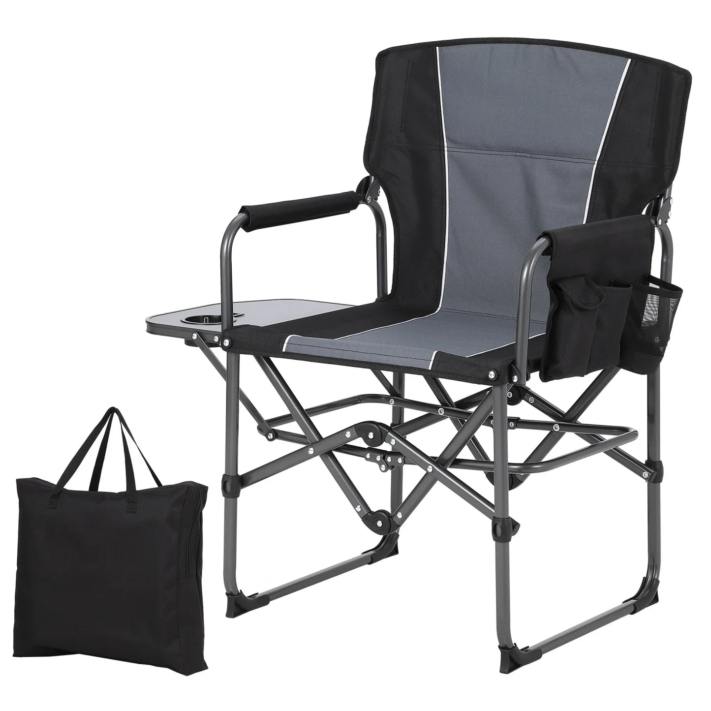HiMISS Heavy Duty Folding Directors Chair 400 Lb Capacity Cupholder