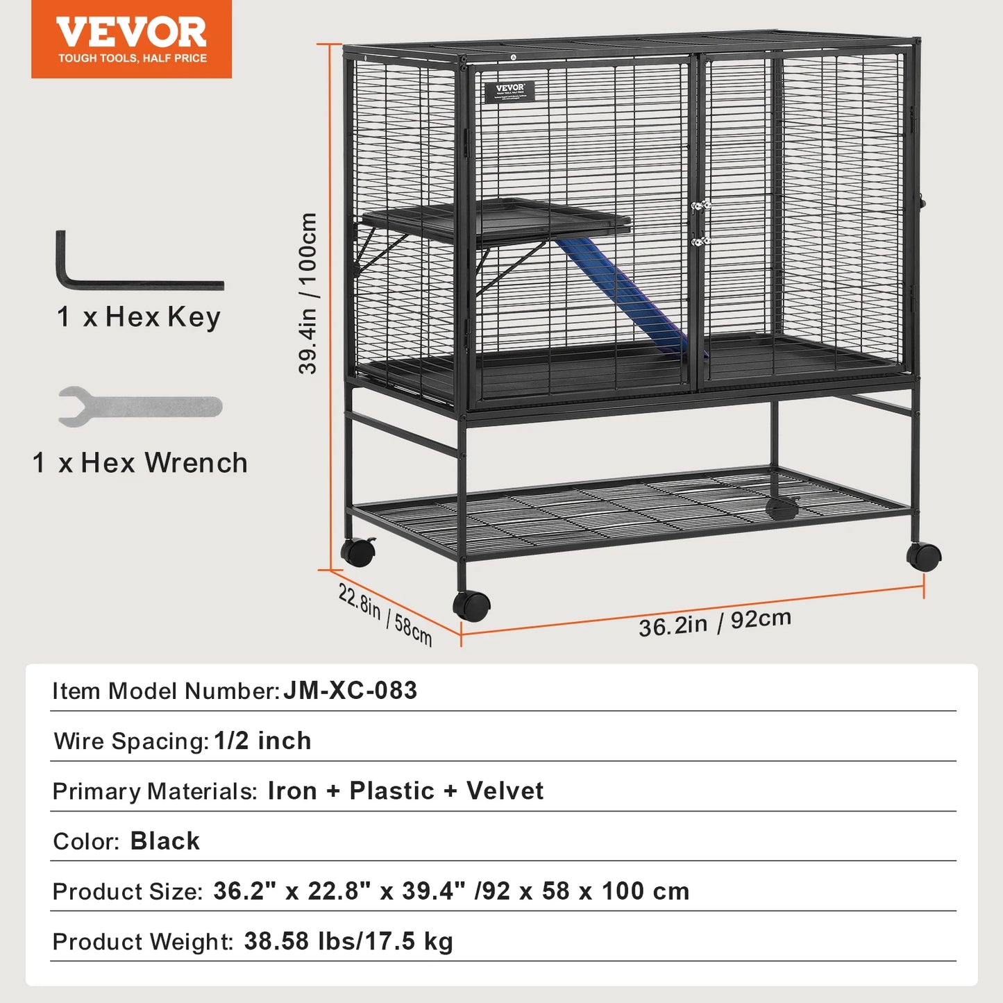 SucceBuy Rolling Metal Ferret Cage 4-Tier Critter Nation Cage