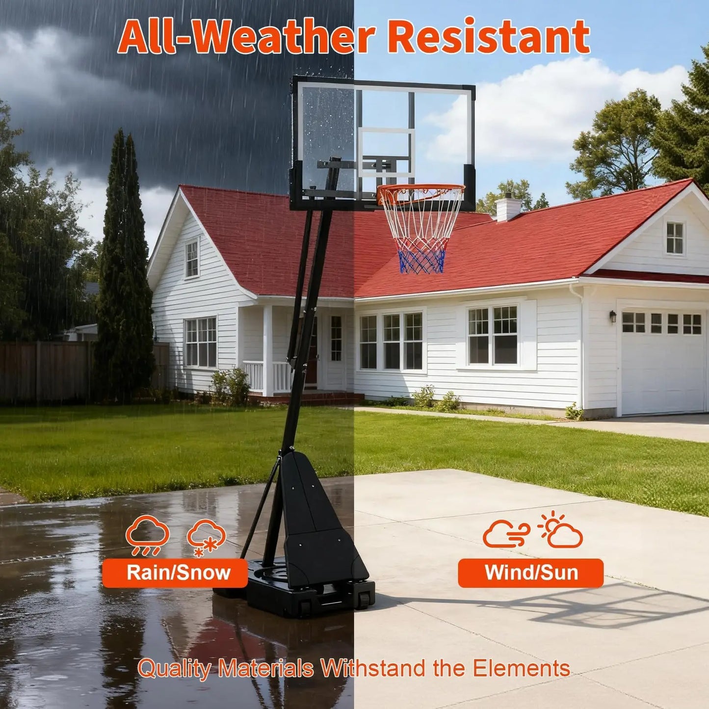 HiMISS Adjustable Outdoor Basketball Hoop System With Wheels