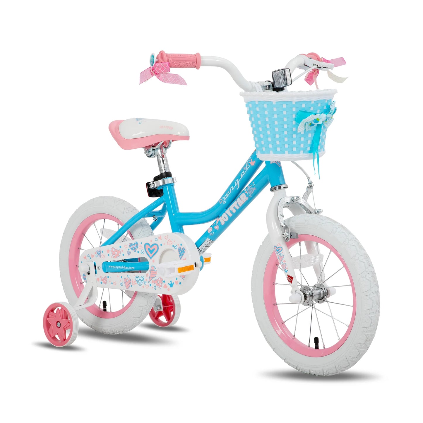 JOYSTAR Girls Bike With Basket And Training Wheels Foot Brake