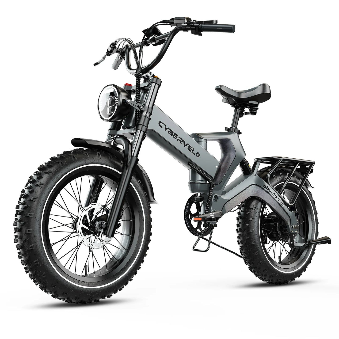 Cybervelo 20” Fat Tire 2000W Peak Motor Luxury Foldable Ebike 48V Removable Battery E Bicycle 35+ MPH 100+Miles Long Range EK6