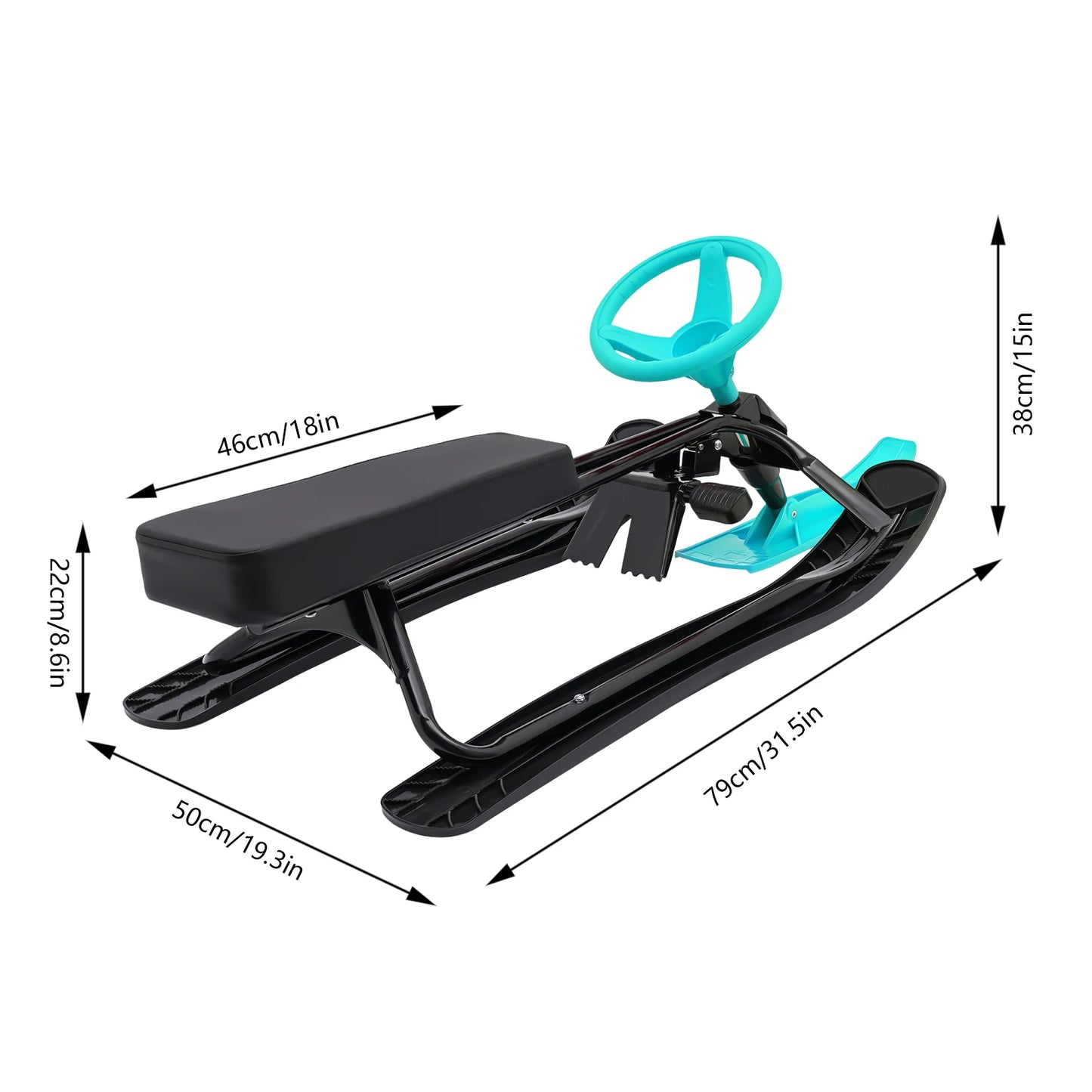 Kids Snow Racer Sled With Steering Wheel Brake