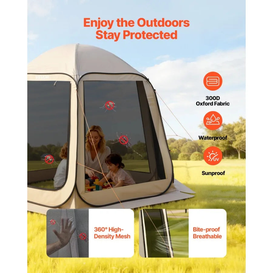 4-8 Person Pop Up Screen House Tent With Netting