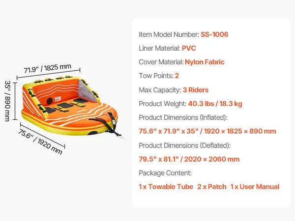SucceBuy Towable Tube For Boating 1 To 4 Riders Thrilling