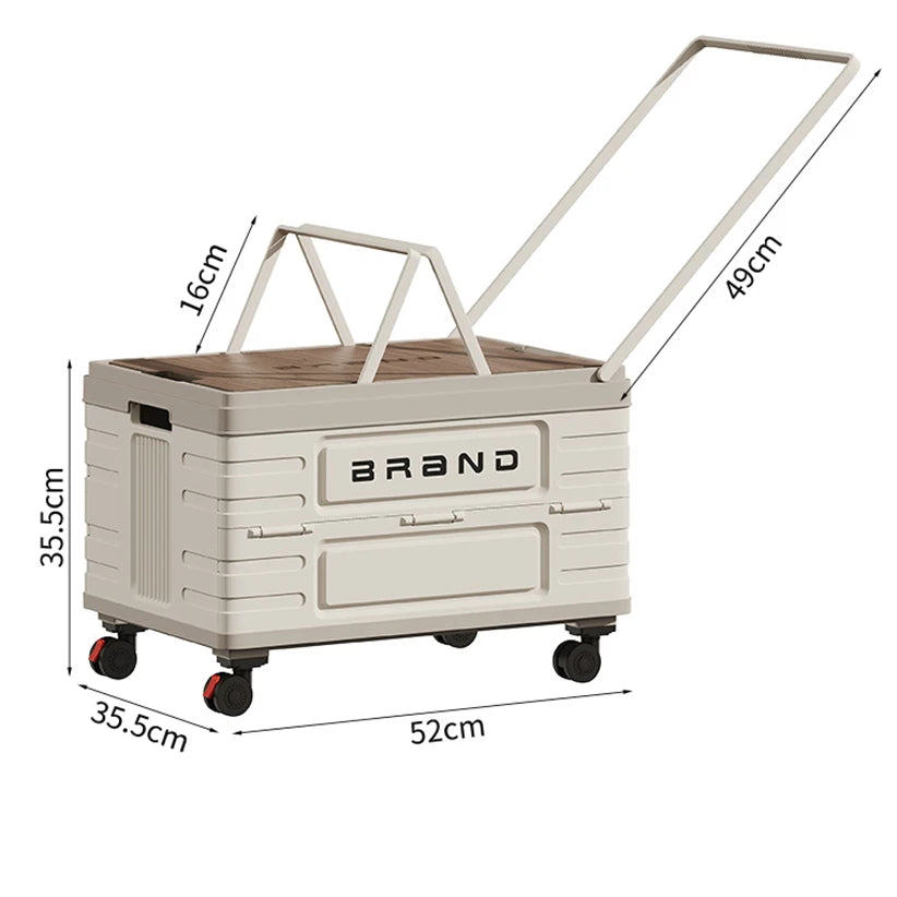 360 Degree Rotating Foldable Storage Cart Silent Wheels Mobile Organizer
