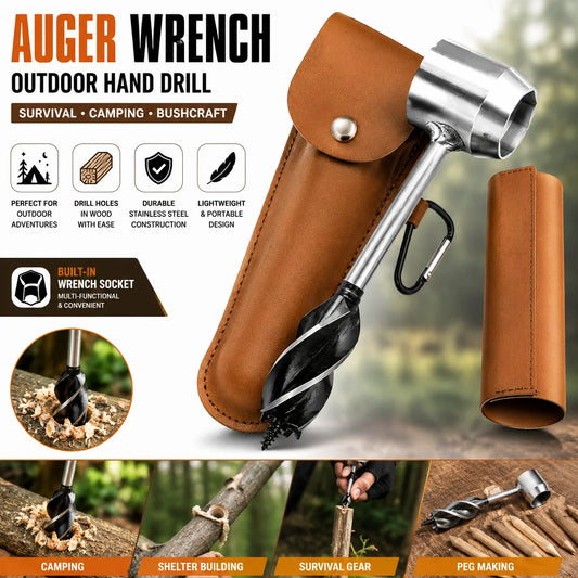 Manual Wood Auger Drill Wrench for Camping Bushcraft Survival Tool