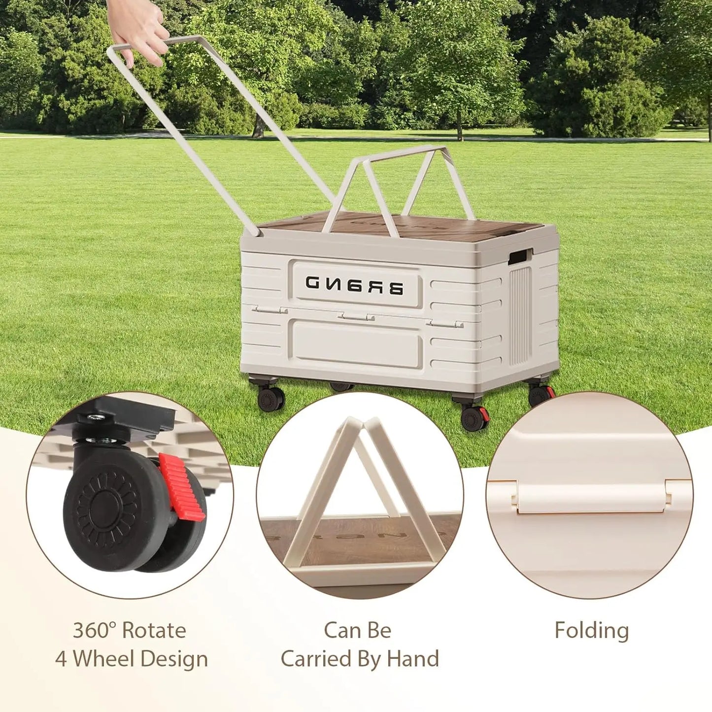360 Degree Rotating Foldable Storage Cart Silent Wheels Mobile Organizer