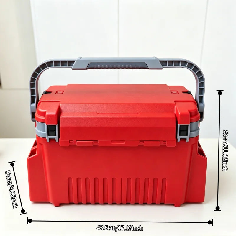 Portable Fishing Tackle Box with Rod Holders, Waterproof Multi-Functional Fishing Storage Seat Box, Large Capacity Fishing Organizer with Dividers for Lures, Baits, Tools, Outdoor Fishing