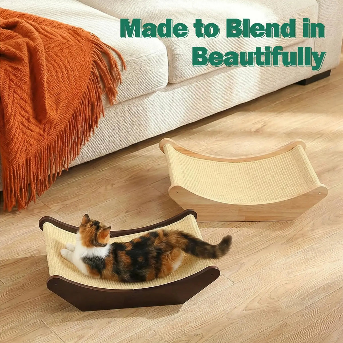 2-In-1 Cat Scratcher And Lounging Bed With Natural Sisal Mat