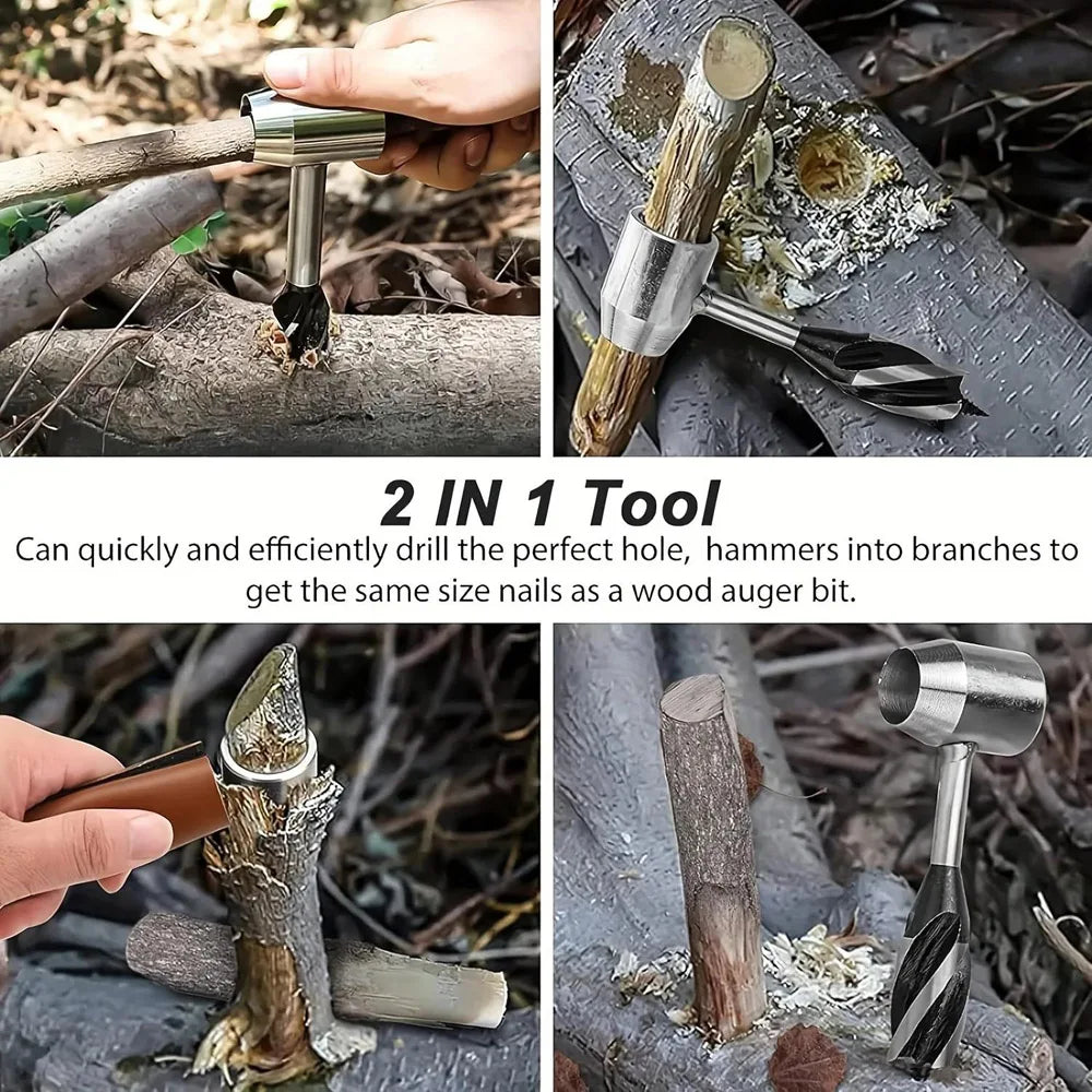 Manual Wood Auger Drill Wrench for Camping Bushcraft Survival Tool