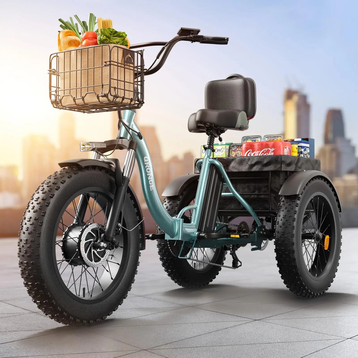 QRONGE Electric Bike Folding Tricycle 960W Peak 36V Battery