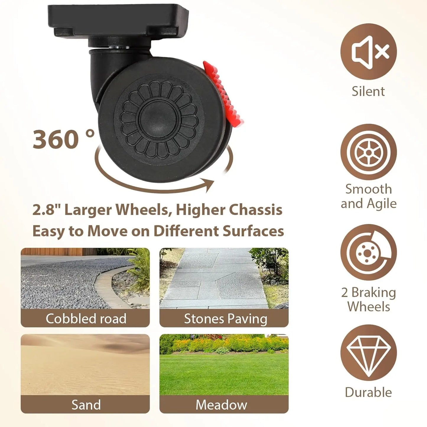 360 Degree Rotating Foldable Storage Cart Silent Wheels Mobile Organizer