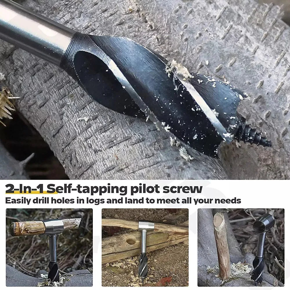 Manual Wood Auger Drill Wrench for Camping Bushcraft Survival Tool