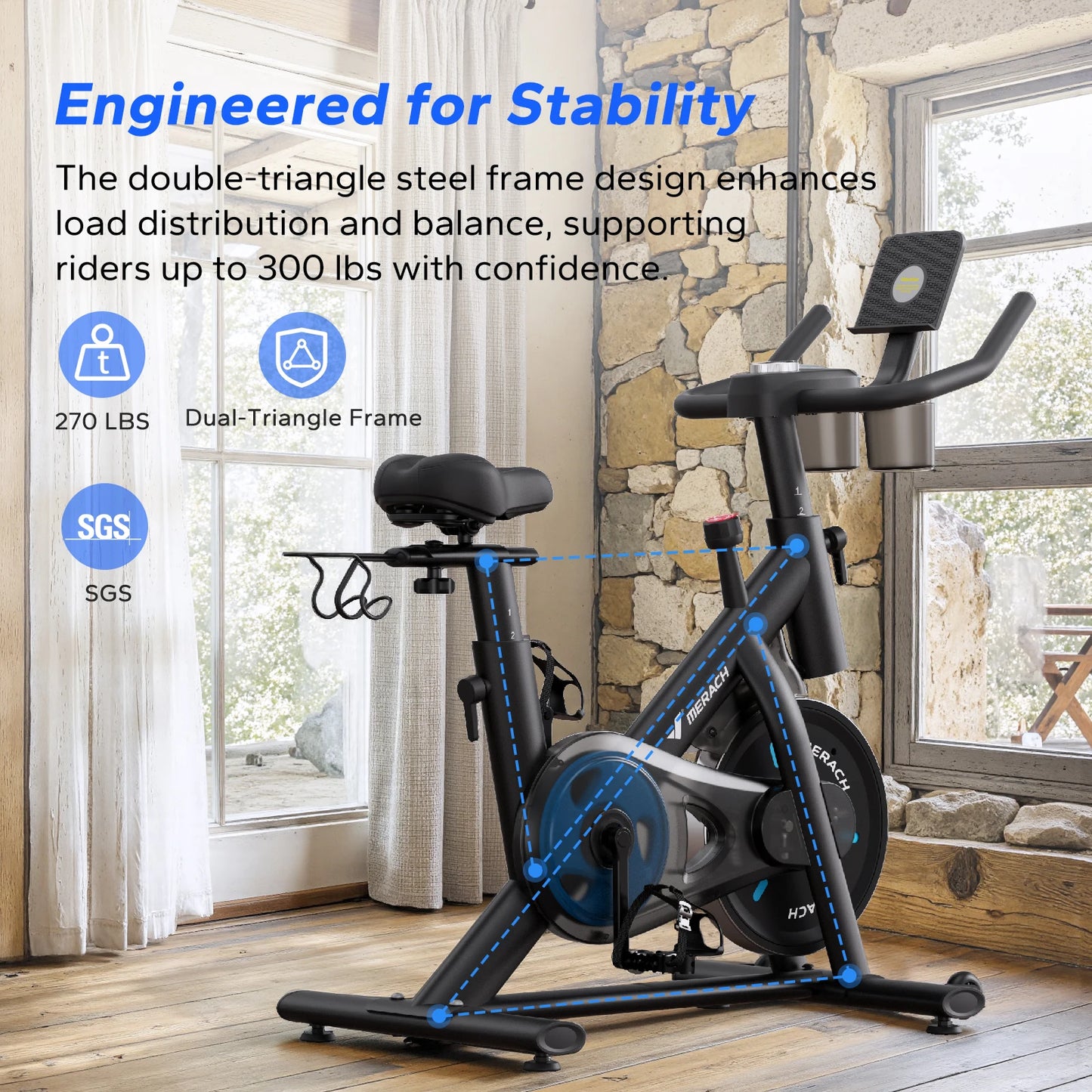 MERACH S26B2 Magnetic Stationary Bike With App And Low Noise