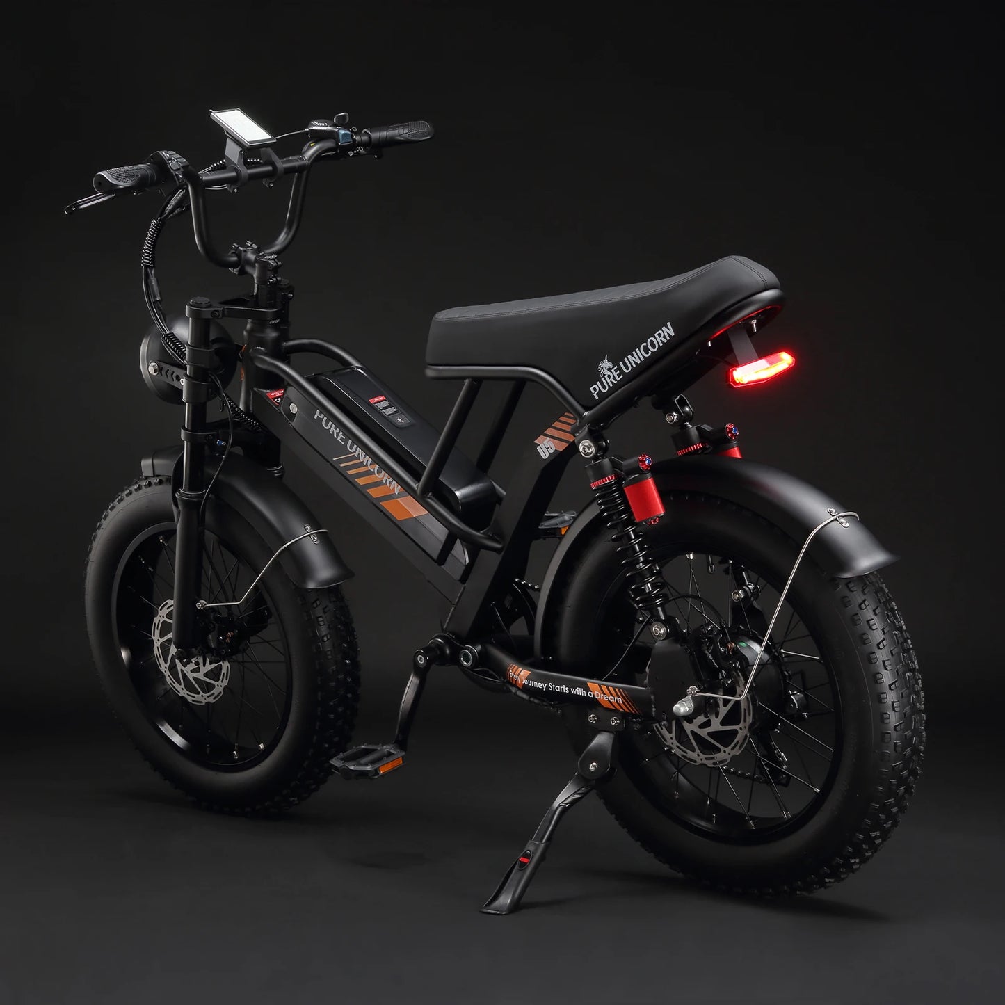 PURE UNICORN U5 1500W 20 Inch Fat Tire Adult Electric Bike 28MPH Ebike 48V 19.2Ah Mountain Hydraulic Brake Cheap Motorcycle Bike