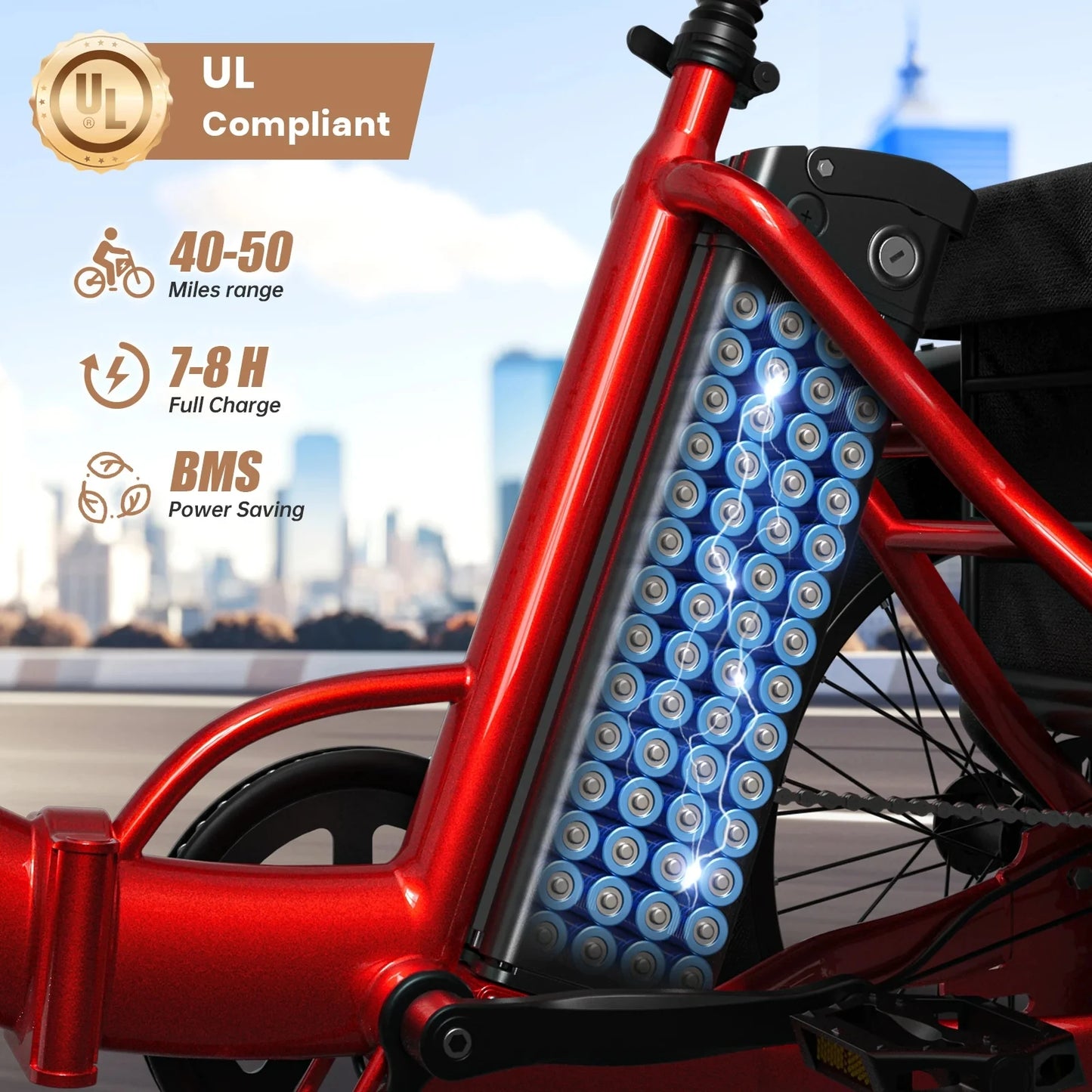 QRONGE Electric Bike Folding Tricycle 960W Peak 36V Battery