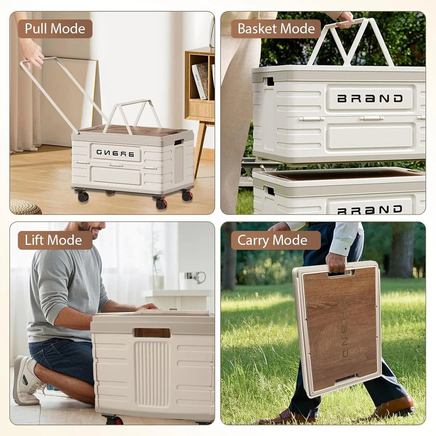 360 Degree Rotating Foldable Storage Cart Silent Wheels Mobile Organizer