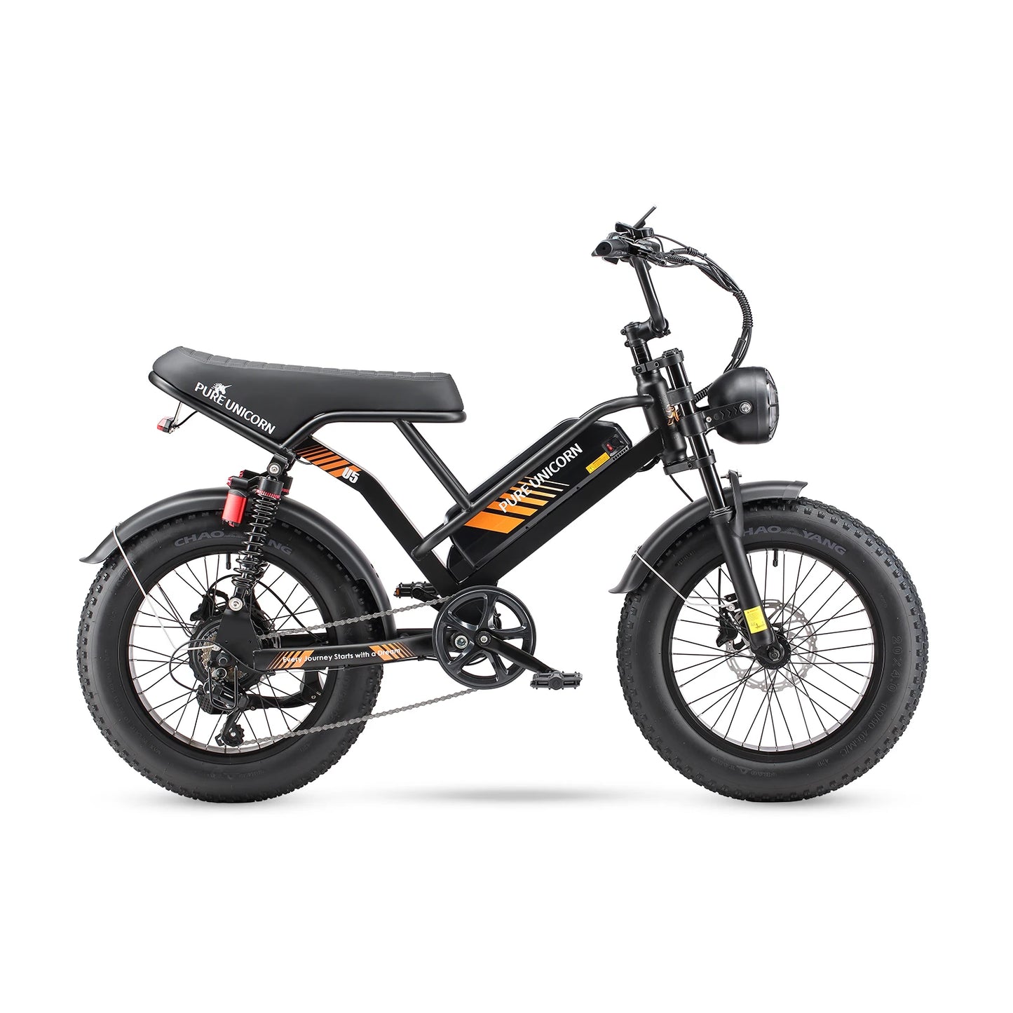 PURE UNICORN U5 1500W 20 Inch Fat Tire Adult Electric Bike 28MPH Ebike 48V 19.2Ah Mountain Hydraulic Brake Cheap Motorcycle Bike
