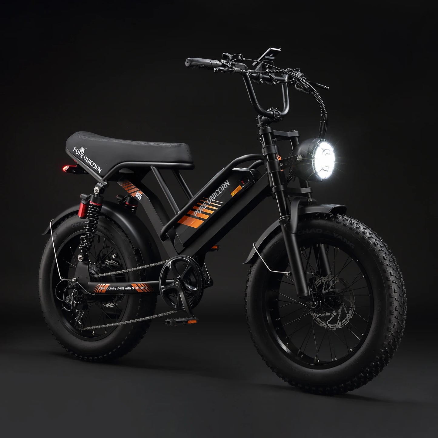 PURE UNICORN U5 1500W 20 Inch Fat Tire Adult Electric Bike 28MPH Ebike 48V 19.2Ah Mountain Hydraulic Brake Cheap Motorcycle Bike