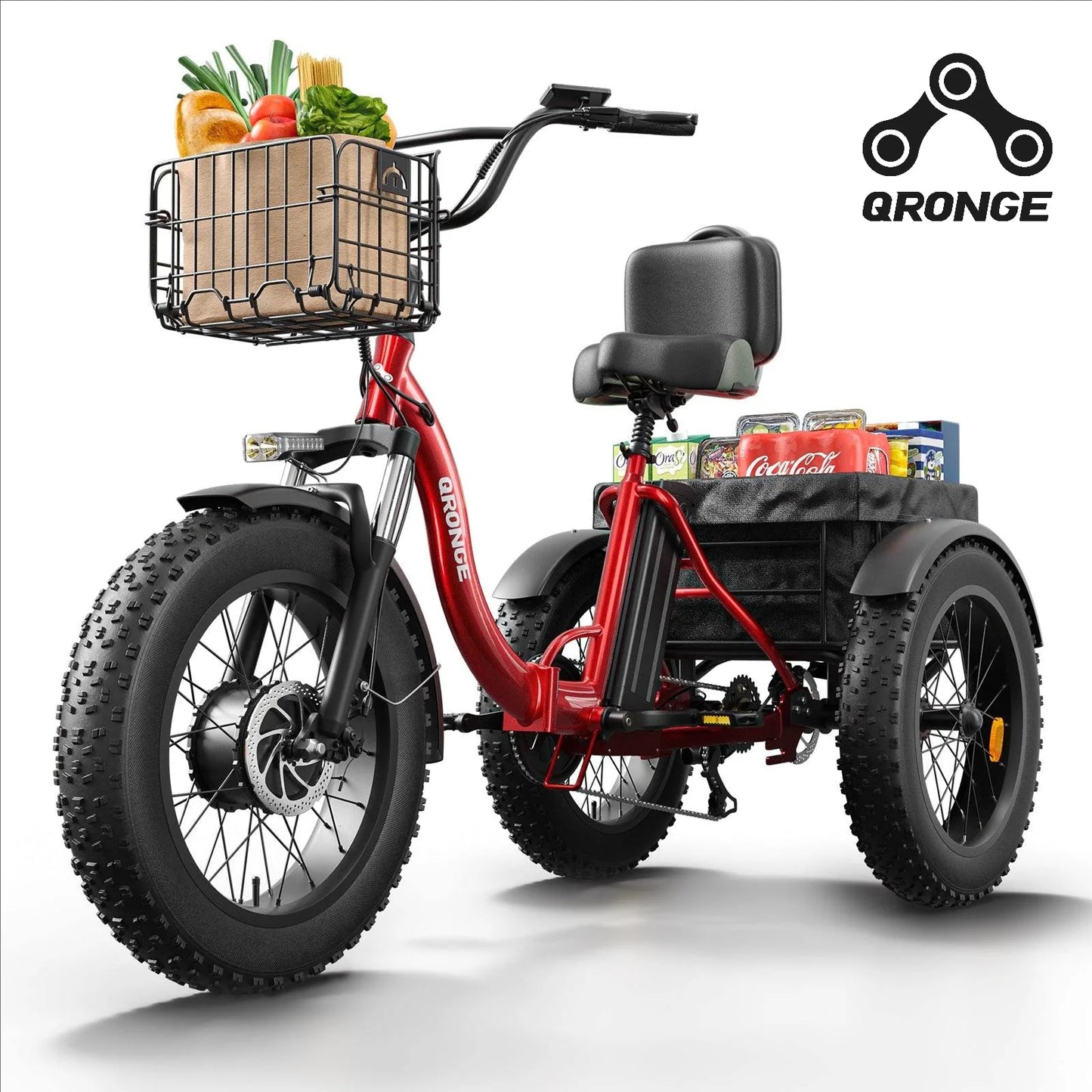 QRONGE Electric Bike Folding Tricycle 960W Peak 36V Battery